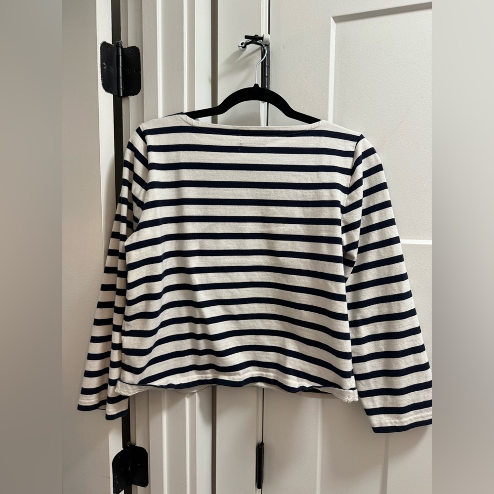 J. Crew Navy and White Striped Long Sleeve Tee - Picture 5 of 5